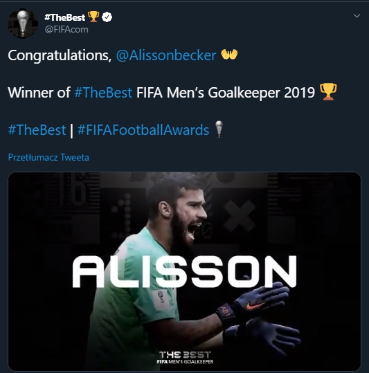Najlepszy bramkarz FIFA The Best 2019